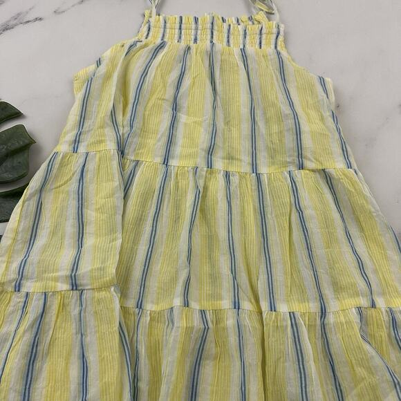 Maeve Anthropologie Gauzy Tiered Tunic Top Size XS Yellow Blue Stripe Light - Picture 3 of 10